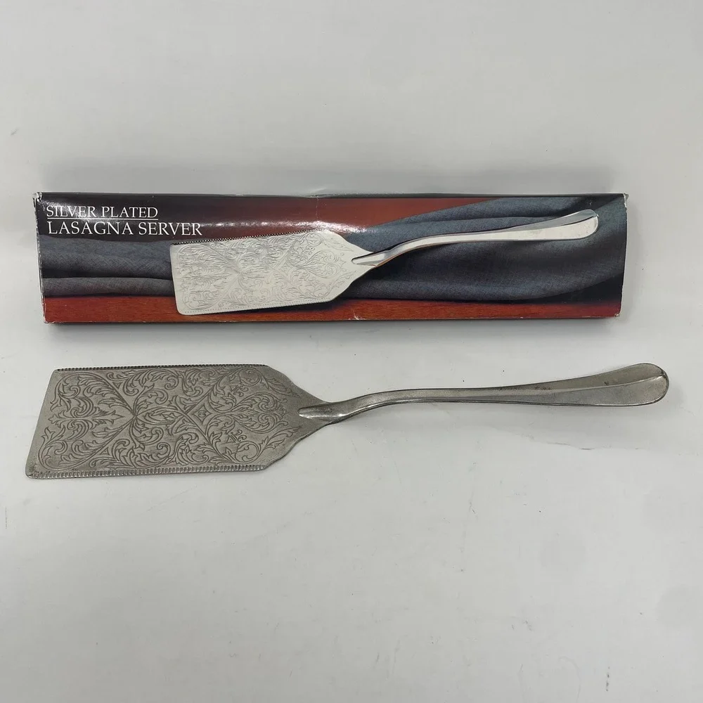 Godinger Silver Art Co Ornate Engraved Silver Plated Lasagna Server with Box